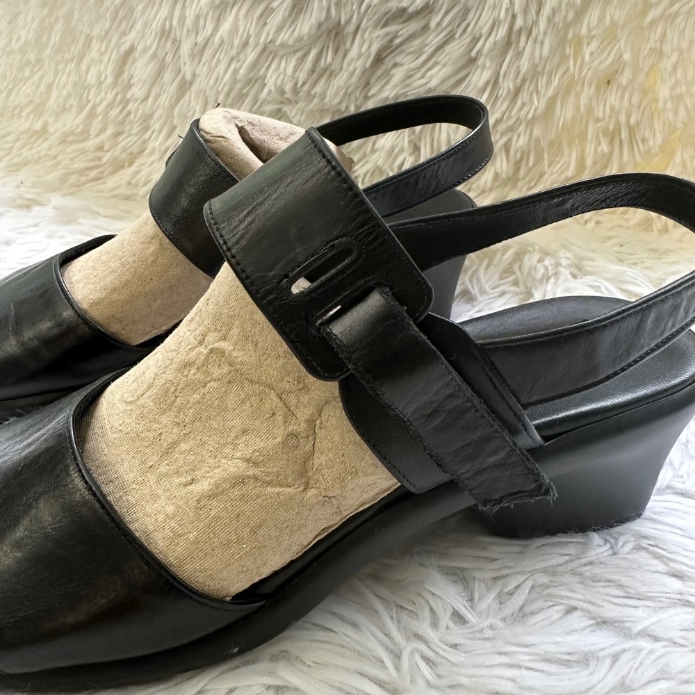 Munro American Black Leather Strappy Slingback Low Heel Sandals Size 9 N - Picture 4 of 8
